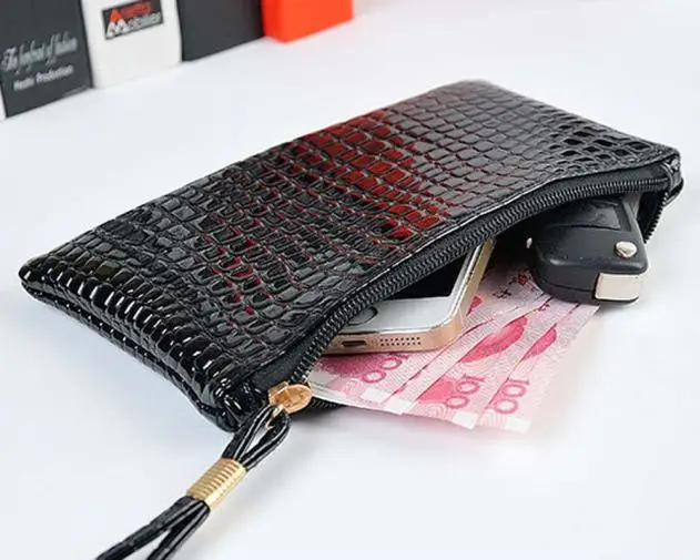 MAIOUMY портмоне из искусственной кожи на молнии, лаконично выглядящие Для женщин монета кошелек, клатч крокодиловый кожаный клатч сумка Кошелек для монет