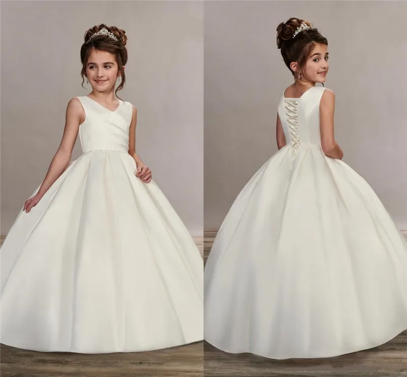 Цвет слоновой кости, белые платья с цветочным узором для девочек на свадьбу, платье для первого причастия для девочек