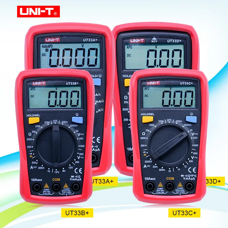 

Digital Multimeter UT33A+/B+/C+/D+ Max voltage 600V Non-contact temperature tester with LCD backlight display