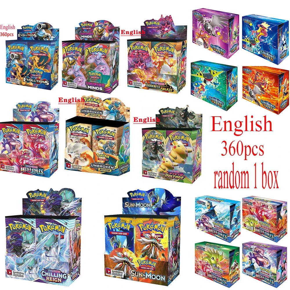 2021 новейшие 360 шт. карты Pokemon TCG: Sun &amp Moon Booster Box коллекционная карточная игра |