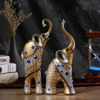

2PCS/SET ARTIFICIAL RESIN ELEPHANT CRAFTS MOTHER AND CHILD DECOR HOME LIVING ROOM EUROPEAN DECORATIVE ELEPHANT DECORATION R4029
