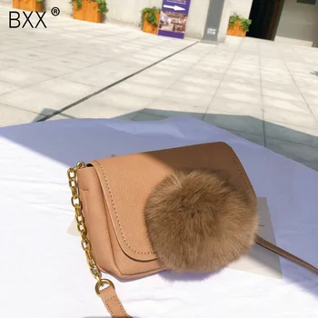 

[BXX] Soft PU Leather Hairball Crossbody Bags For Women 2020 High Capacity Shoulder Messenger Bag Female Travel Handbags HJ284