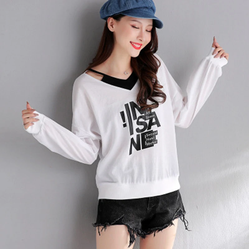 Kawaii толстовка женская Топы Повседневная Женская Толстовка sudadera mujer принт Корея длинный рукав кофты harajuku Женская одежда - Цвет: Белый