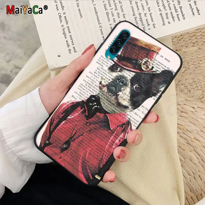 Book newspaper background Cute French Bulldog
