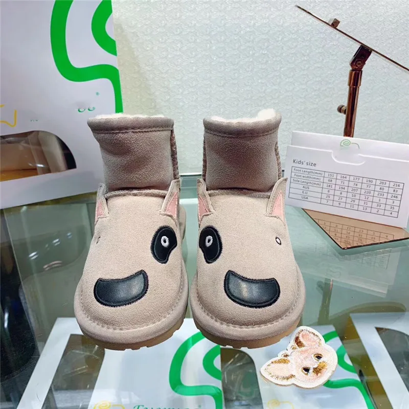 NEW Animal Design Cute Snow Boots For Children Kids Hight Qualiy Winter Plush Shoes Thermal Boots For Girl&Boy Kids - Цвет: Прозрачный
