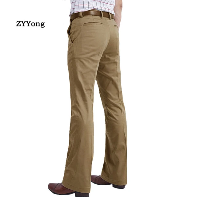 Men Flared Boot Cut Trousers Business Casual Classic British Style