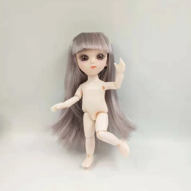 1/12 BJD куклы игрушки 13 суставов изысканное оригинальное платье своими руками макияж кукла Обнаженная тело принцесса милые куклы игрушки для девочек подарок - Цвет: Gray Hair