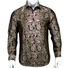 Hi-Tie Blue Men's Shirts Paisley Floral Silk Gold Long Sleeve Casual Shirts For Men Jacquard Male Business Party Wedding Dress ► Photo 3/6