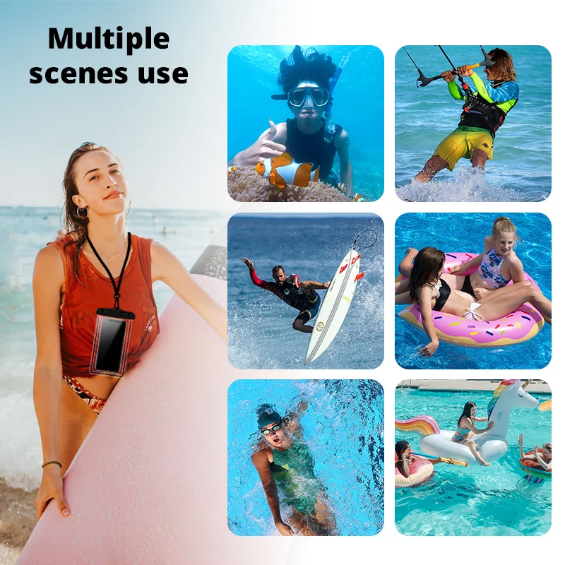 Waterproof Phone Case Portable Waterproof Phone Case Pouch Underwater Dry Bag With Neck Strap Luminous Swimming Bag For Water Games Beach Sport Skiing