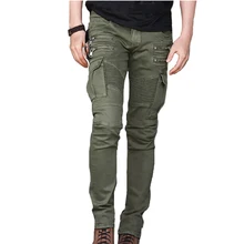 Hemiks, уличная одежда, мужские повседневные джинсы, плиссированные, мотоциклетные, байкерские, джинсы с молниями, стрейчевые, обтягивающие, облегающие брюки с карманом