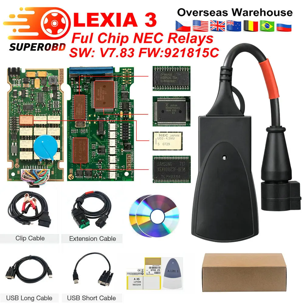 

Golden edge NEC relays Lexia 3 PP2000 Full Chip Diagbox V7.83 Firmware 921815C Lexia3 V48/V25 For Citroen for Peugeot OBDII diag