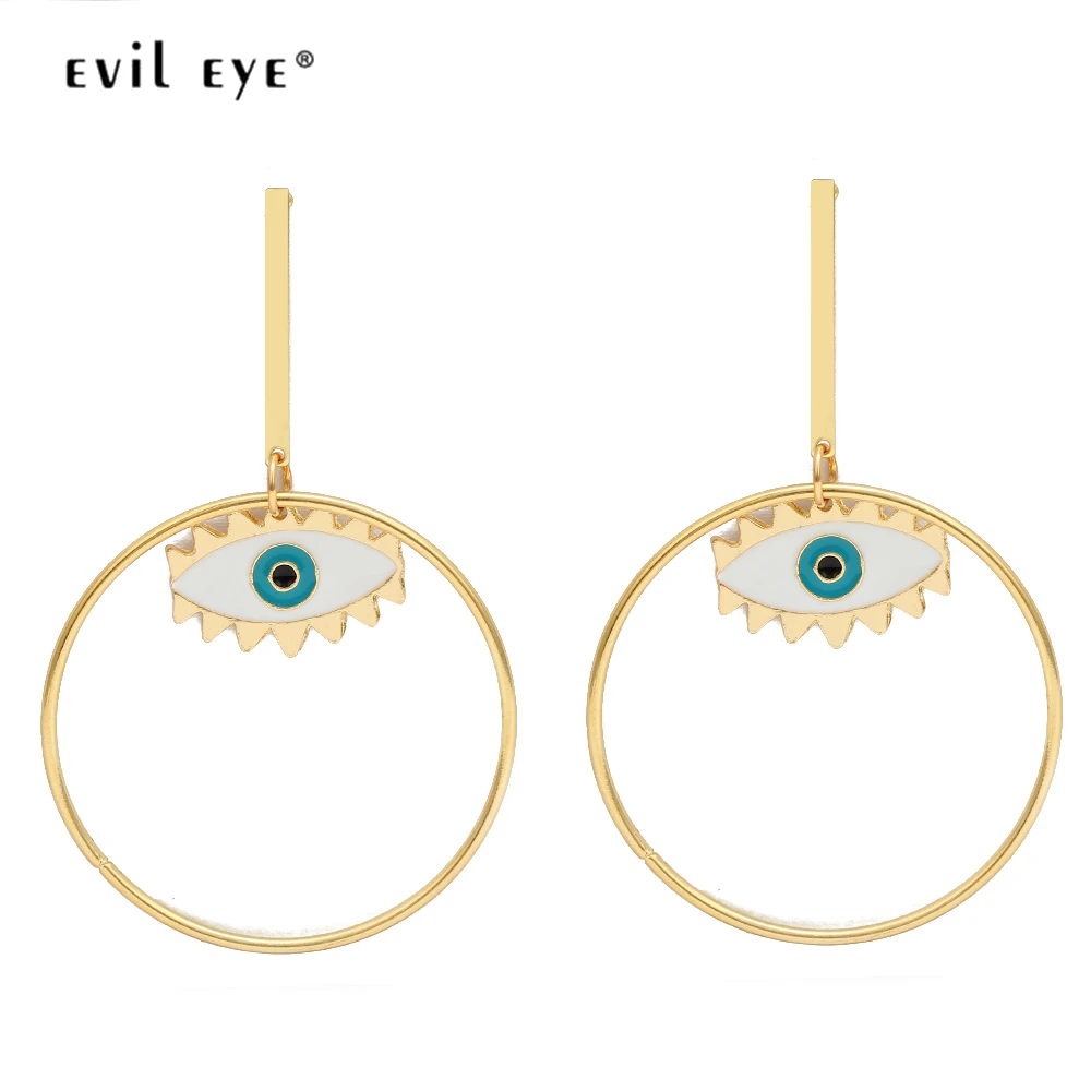 EVIL EYE, золотая запонка из сплава, серьги, полые, падение масла, турецкий синий глаз, серьги, модные украшения для женщин, девушек, EY6471