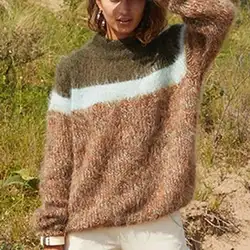 Лоскутные пуловеры женские трикотажные изделия Повседневные свитера с длинными рукавами и пуловеры повседневные трикотажные джемперы