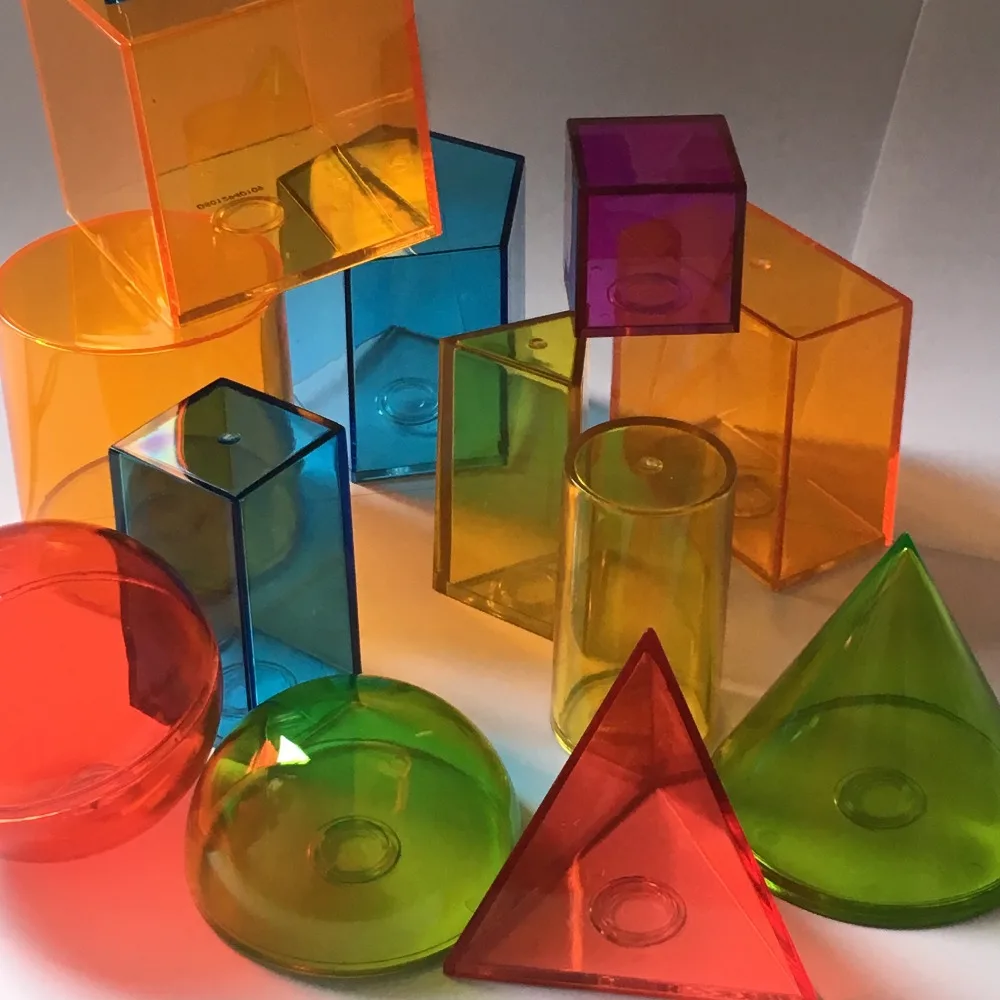 Детская развивающая игрушка Монтессори геометрический однотонный прозрачный радужный набор инструментов для обучения математике 14 предметов внутри