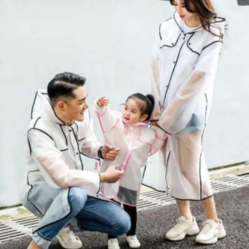Transparent Eva Plastic Raincoat Travel Waterproof Poncho Outdoor Rain Coat With Hood