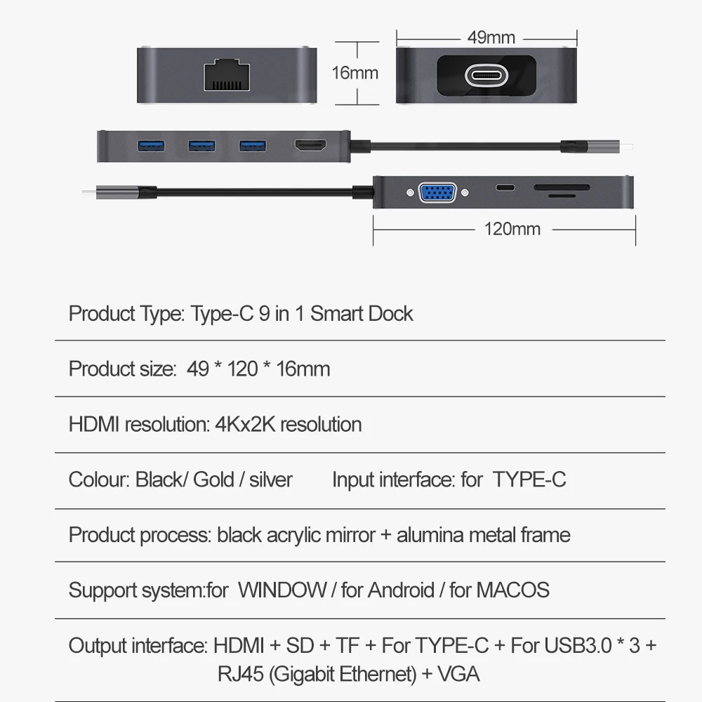 USB 3,0 type-C концентратор к HDMI адаптер концентратор с TF SD ридер RJ45 VGA Мульти usb порты для ноутбуков ПК компьютер аксессуары usb-хаб