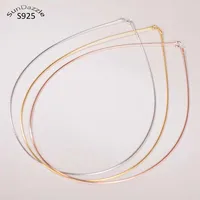 Véritable véritable pur solide 925 collier en argent Sterling pour les femmes Punk Rock or Rose serpent chaînes bijoux femme colliers tour de cou 1