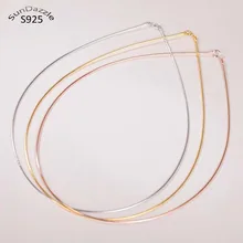 Настоящее чистое 925 пробы Серебряное ожерелье для женщин в стиле панк-рок из розового золота с цепочкой в виде змеи, ювелирное изделие для женщин