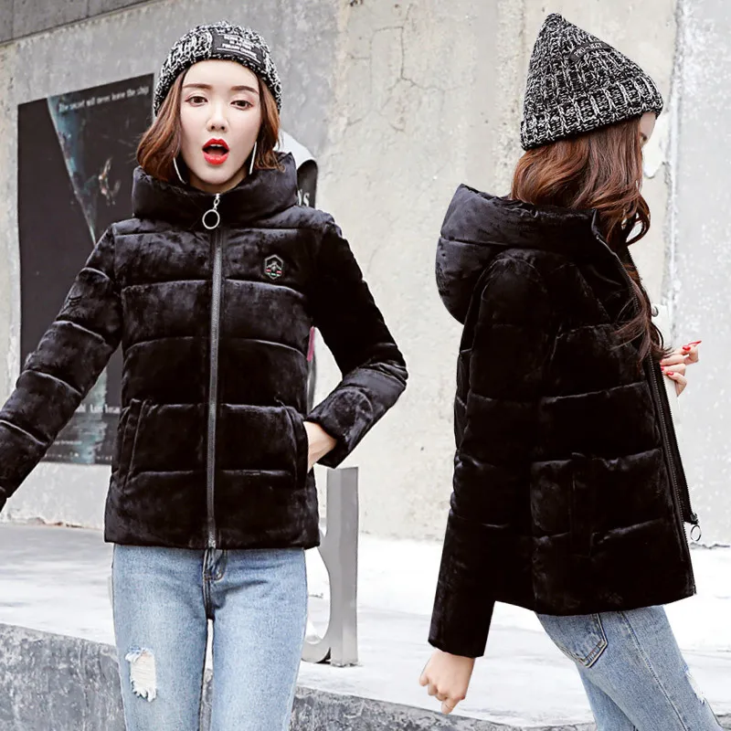 

2018 Winter New Style Korean-style Slim Fit Cotton Coat Gold Velvet Short Student Cotton-padded Clothes down Jacket Cotton-padde