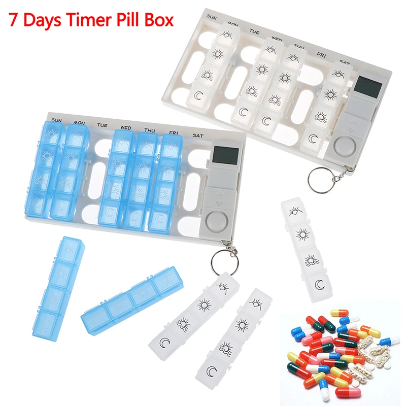 7 Days Pill Box Medicine Case Organizer LED Timer Reminder 28 Grids Weekly Tablets Storage Dispenser Alarm Clock Hot | Красота и