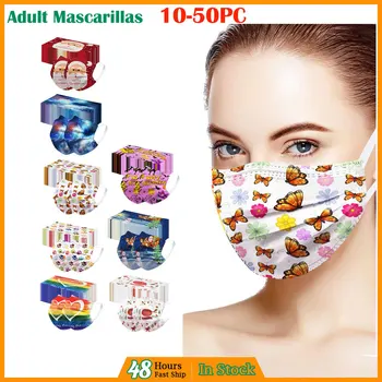 

10PCS Unisex 3-Layer Non-woven Mascarilla desechable Outdoor Daily Care Printed Soft Masks For Adults Safety Air Fog Face Masks