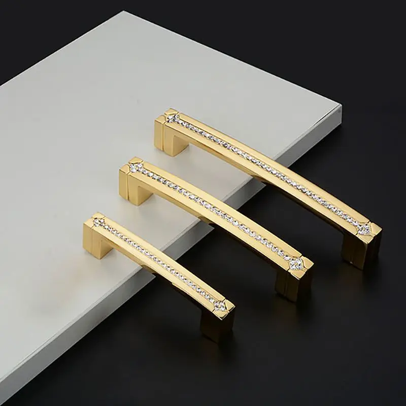 

High-grade Diamond Crystal Small Handle European Wardrobe Gold Light Luxury Drawer Silver Wardrobe Handle