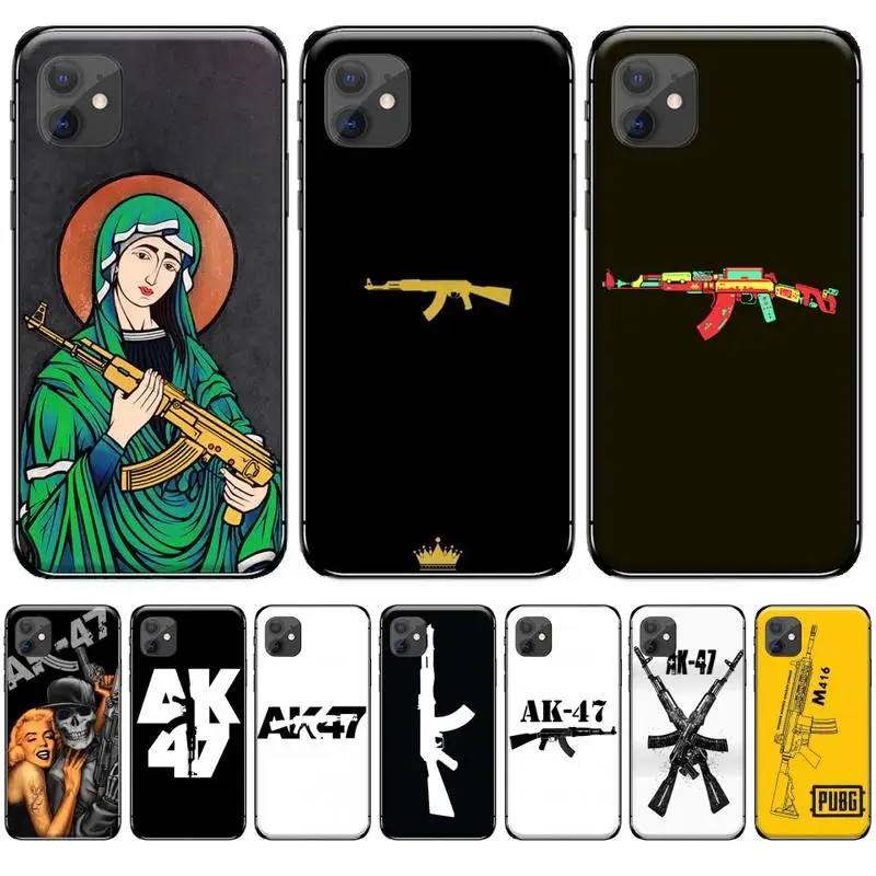 AK-47 пистолет черный ТПУ мягкий резиновый чехол для мобильного телефона iphone 5 5S SE 5C