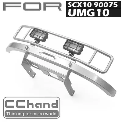 RC model Parts AXIAL SCX10 90075 UMG10 Unimog metal RANCH front bumper upgrade option parts - Цвет: Silver and girid led