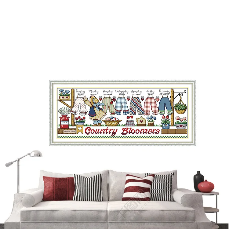 

Printed Cross Stitch Clothes Cartoon Cute Small Cotton Thread Embroidered Living Room Decorative Painting Customizable Agent