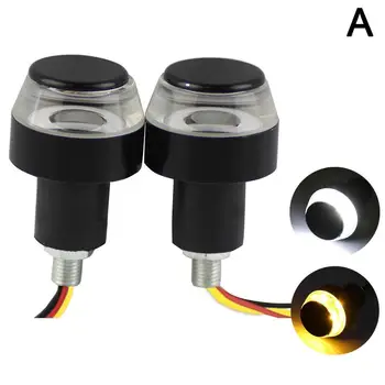 

1 Pair Motorcycle Handlebar End Turn Signal Led Light Lamp Edge Handle Decoration Light Moto Side Motorcycle Indicator Univ S7H1