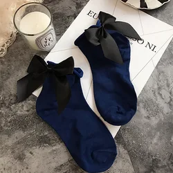 2022 Summer 1 Pair Style Japanese Maiden Lovely Woman Candy Color Bow Short Cotton Socks High Quality