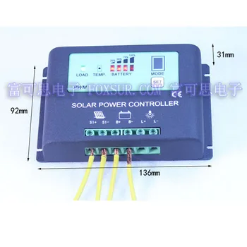 

FOXSUR 30A PWM Solar Panel Charge Controller 12V-24V LED indicate the batttery Capacity Off Grid PV Controller Solar