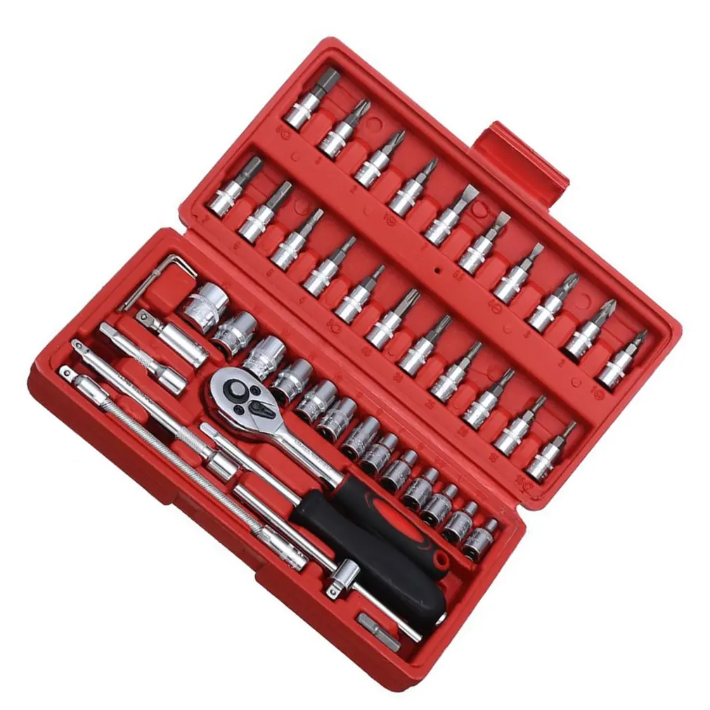 Car Repair Tool Socket Set Hardware Tool Kit For Car Auto Repairing Tool Torque Ratchet Wrench Set 46Pcs