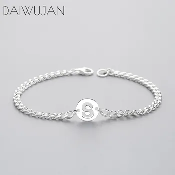 

DAIWUJAN Punk 925 Sterling Silver S Letter Curb Cuban Link Chain Bracelet Fine Jewelry For Women Girls Party Accessories Gift