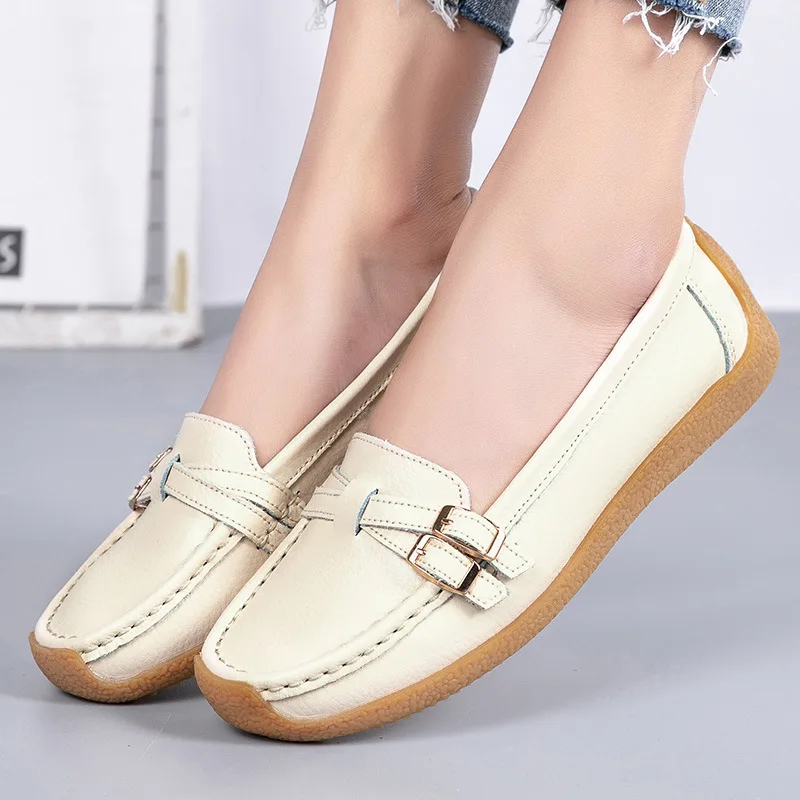 2024 spring shoes Woman Genuine Leather Women Shoes Flats Colors footwear Loafers Slip On Women's Flat Shoes Lady Driving Shoes
