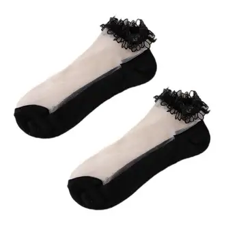 

Summer Lace Elastic Sheer Thin Socks Women's Ankle Socks Non-slip Transparent Socks Invisible For Women J2G5