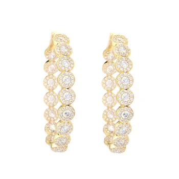

LOZRUNVE Original 925 Silver Gold Plated Pave CZ Large Oval Statement Hoop Earring