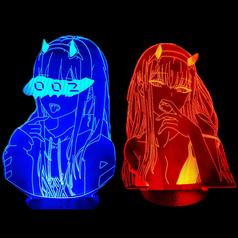 us 12 8 28 off 3d lampu malam nol dua anime lampu sayang di franxx 002 led lampara ilusi dekorasi kamar tidur lampu xmas anak anak hadiah lampu led