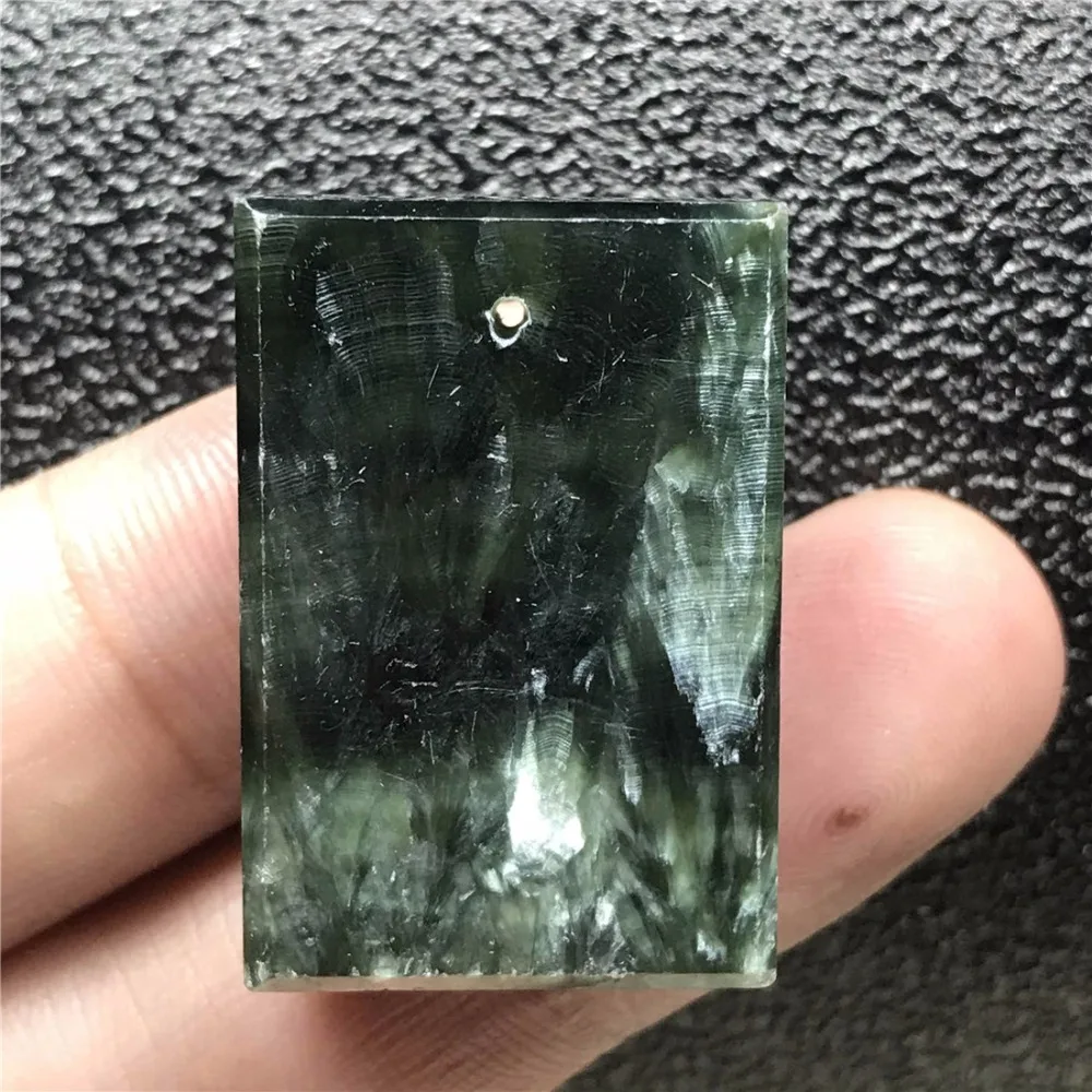 Натуральный зеленый Seraphinite кулон для обувь для мужчин и женщин; 29x19x7 мм бисер с серебряной нитью, с украшением в виде кристаллов прямоугольник камень Модные украшения AAAAA