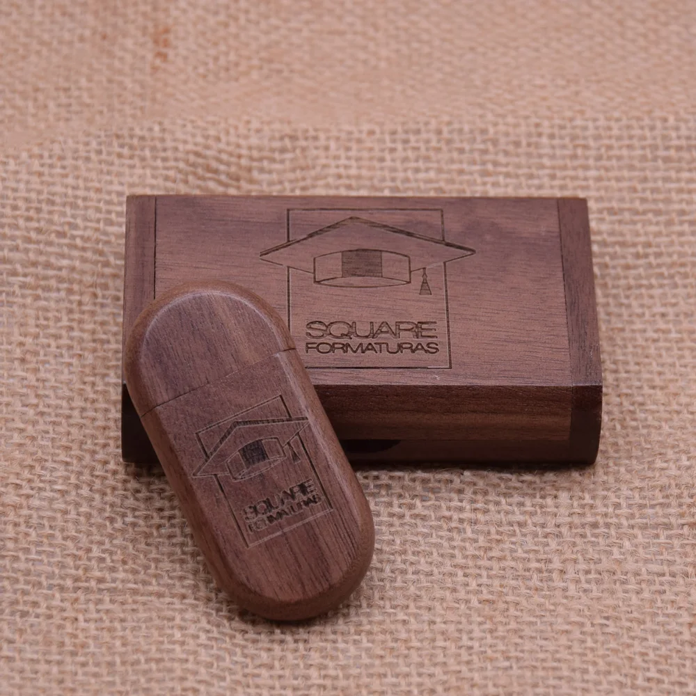 Эллиптическая форма деревянная память USB с коробкой флэш накопитель 3 0