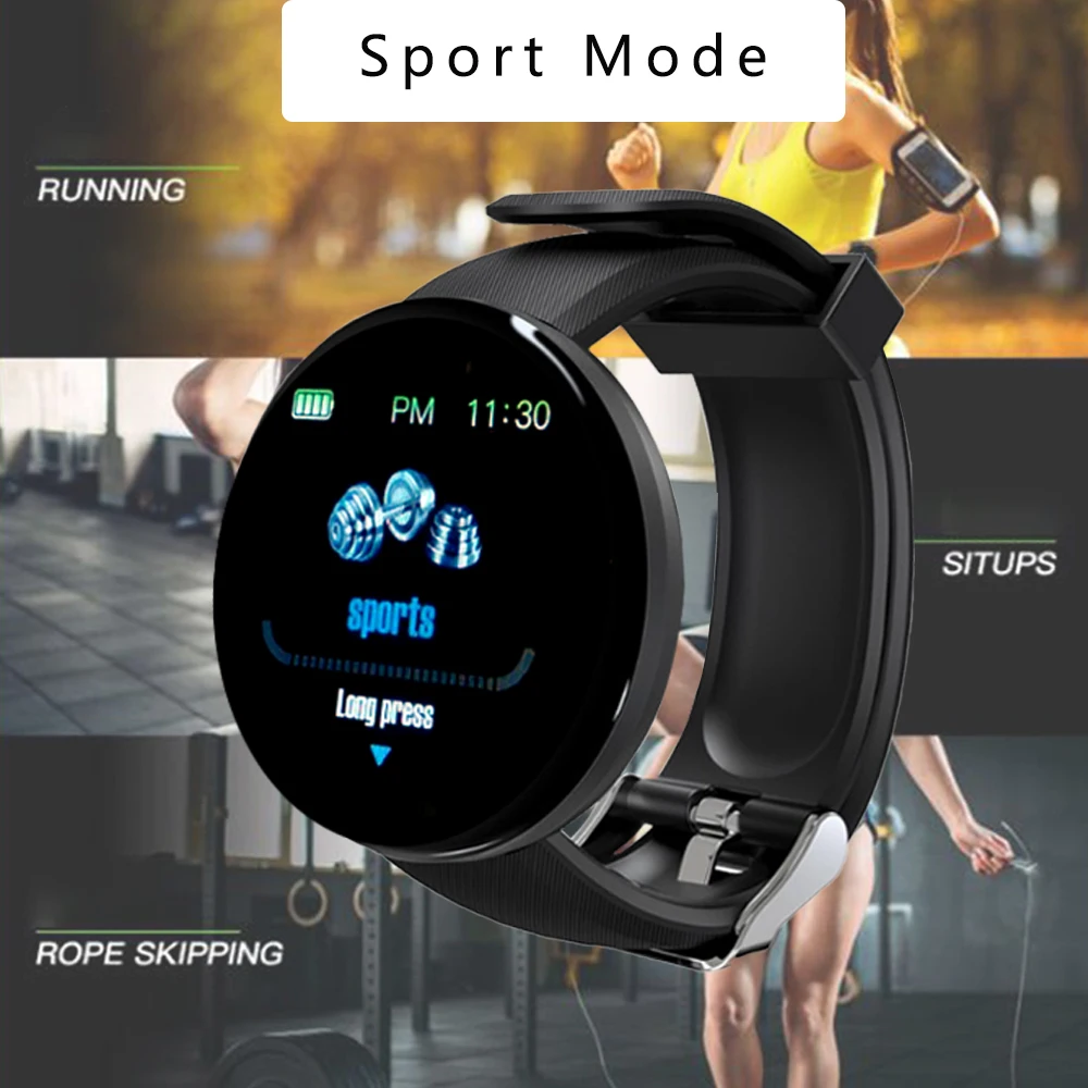 Bluetooth Смарт-часы D18 для мужчин и женщин, измеритель артериального давления, фитнес-трекер, водонепроницаемый, пульсометр, спортивный ремешок для Android Ios, умные часы