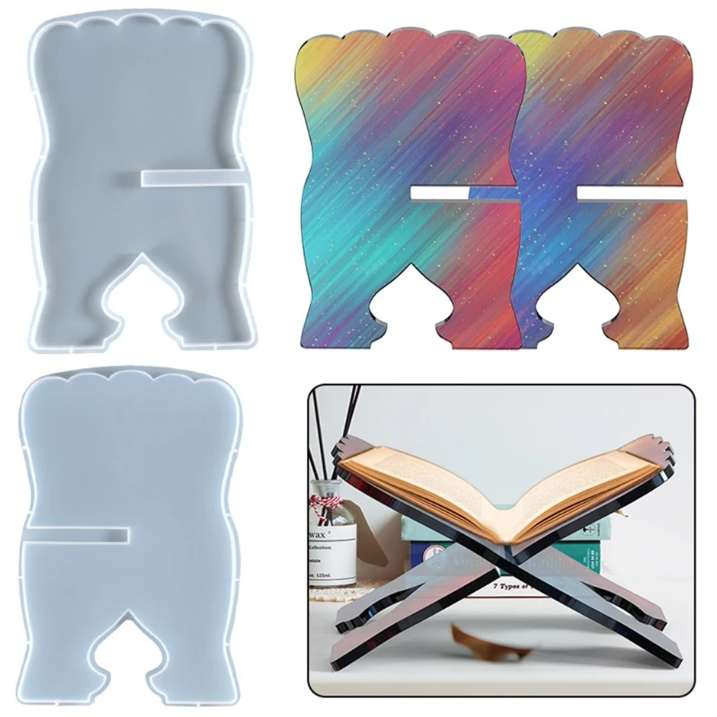DIY Book Stand Epoxy Resin Mold Folding Bible Bookshelf Silicone Mould Desk Decor Islamic Eid Organizer Display Reading Prayer | Украшения