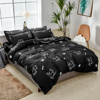

Hot Style Dogs and Bone Printing Bedding Set 2pcs/3pcs Duvet Cover Set 1 Quilt Cover+1/2 Pillowcases(no Blanket or Sheet)