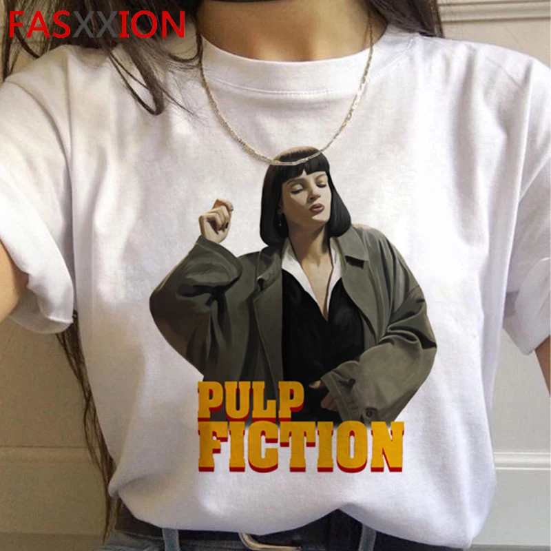 Pulp fiction Harajuku гранж Футболка женская Миа Уоллес Эстетическая Ullzang футболка 90s Забавный мультфильм футболка Модный Топ Футболка женская - Цвет: H4473