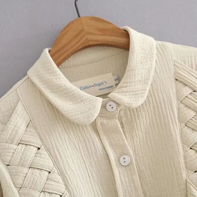 

2018 Spring New Style WOMEN'S Dress Off-white Cotton Cloth Cross Bow Shirt Coat