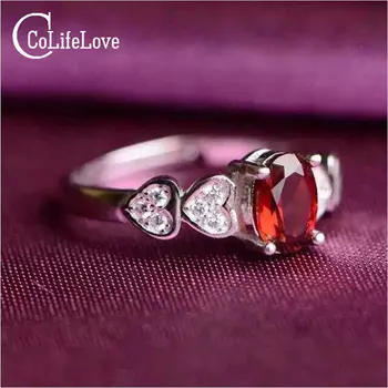 

Elegant Stamped Silver Ring with Red 4mm*6mm Garnet Stome Fashionable Silver Jewelry for Woman Wholesale Garnet Jewelry