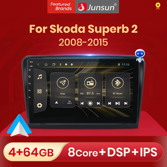 $135.59 Junsun V1 2+32G Android 10 For Skoda Superb 2 2008-2015 Car Radio Multimedia Video Player Navigation GPS 2 din Free Android Auto