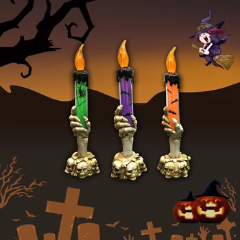 

Halloween Ghost Hand Candle LED Electronic Skeleton Candle Light Smoke-Free Wedding Party Halloween Props Decoration Light