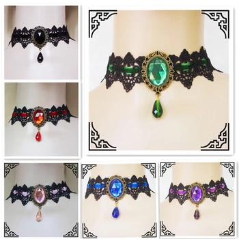 

Halloween Vintage Steampunk Necklace Gear Retro Black Victorian Scarf Costume Fairy Tail Superhero Lace Cosplay Fancy Victorian