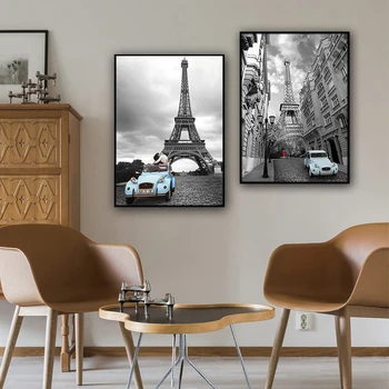 

Romantic City Couple Paris Eiffel Tower Oil Painting on Canvas Art Cuadro Posters and Prints Nordic Wall Picture for Living Room
